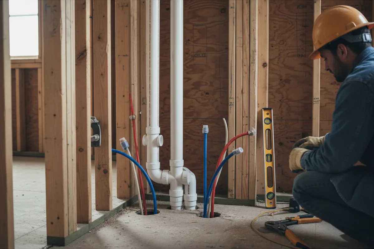 Drain and supply rough-in during Leak Detection in Ravena