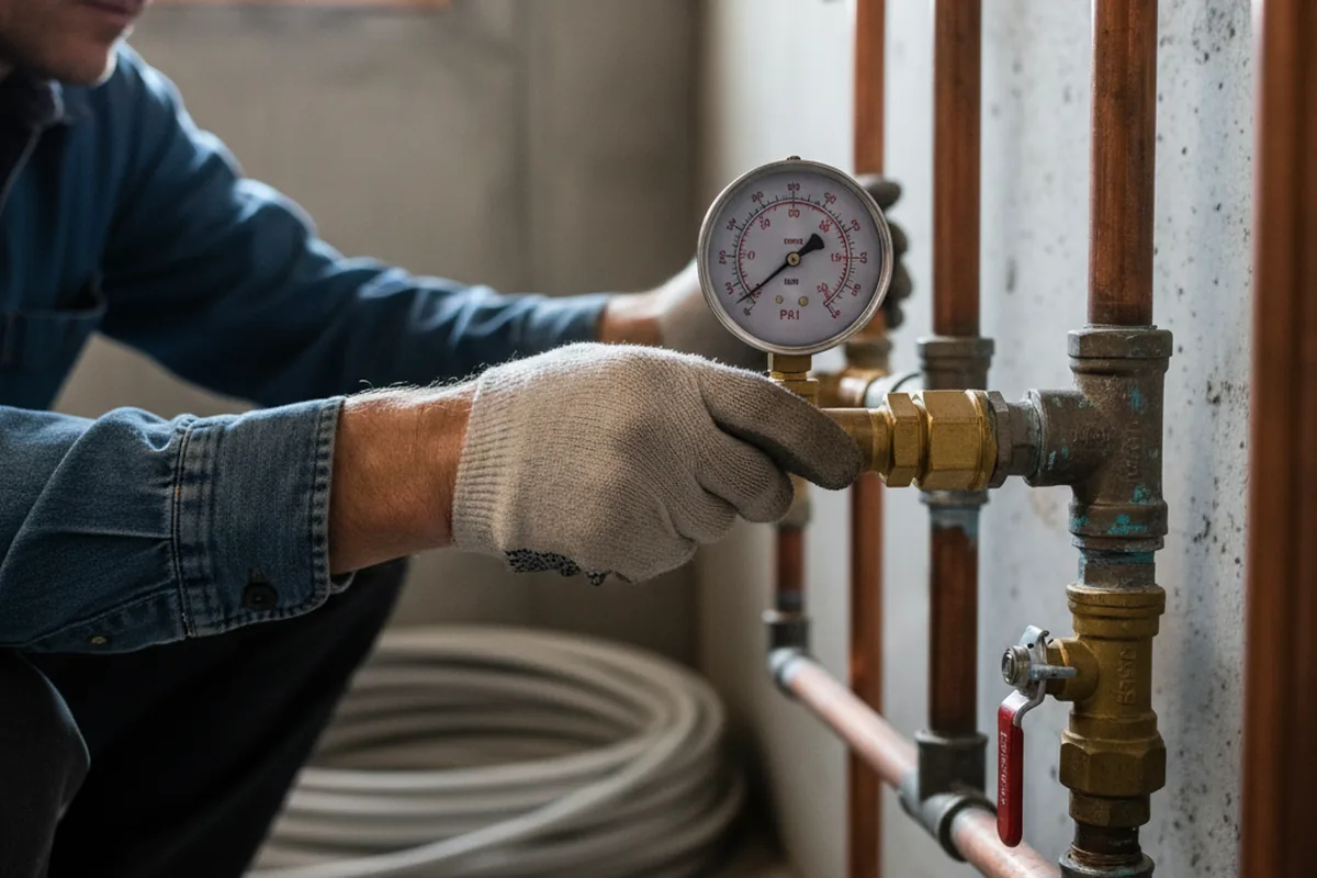 Pressure testing a repaired line during Water Line Repair in Ravena